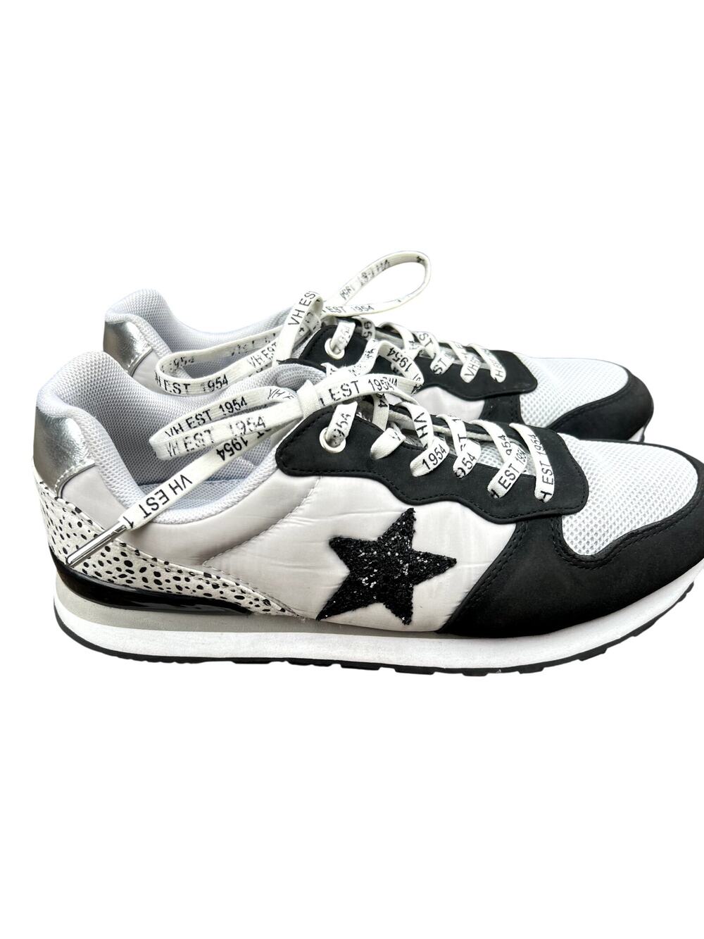 Ladies Vintage Havana Aliana Star black, white fashion sneakers size 10